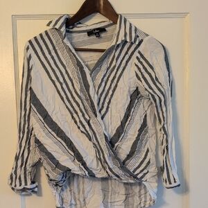 Lulu's Diagonal Striped Wrap Blouse